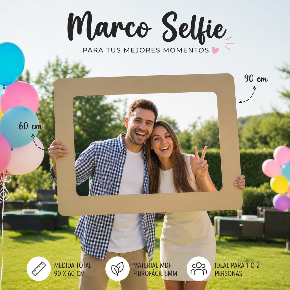 Marco selfie para fotos mdf fibrofacil 86x60cm