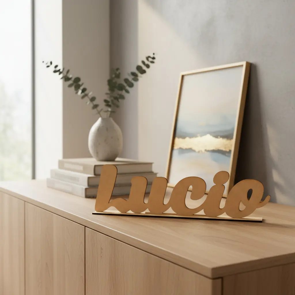 Nombre Personalizado en Fibrofácil MDF con Base – 60 cm